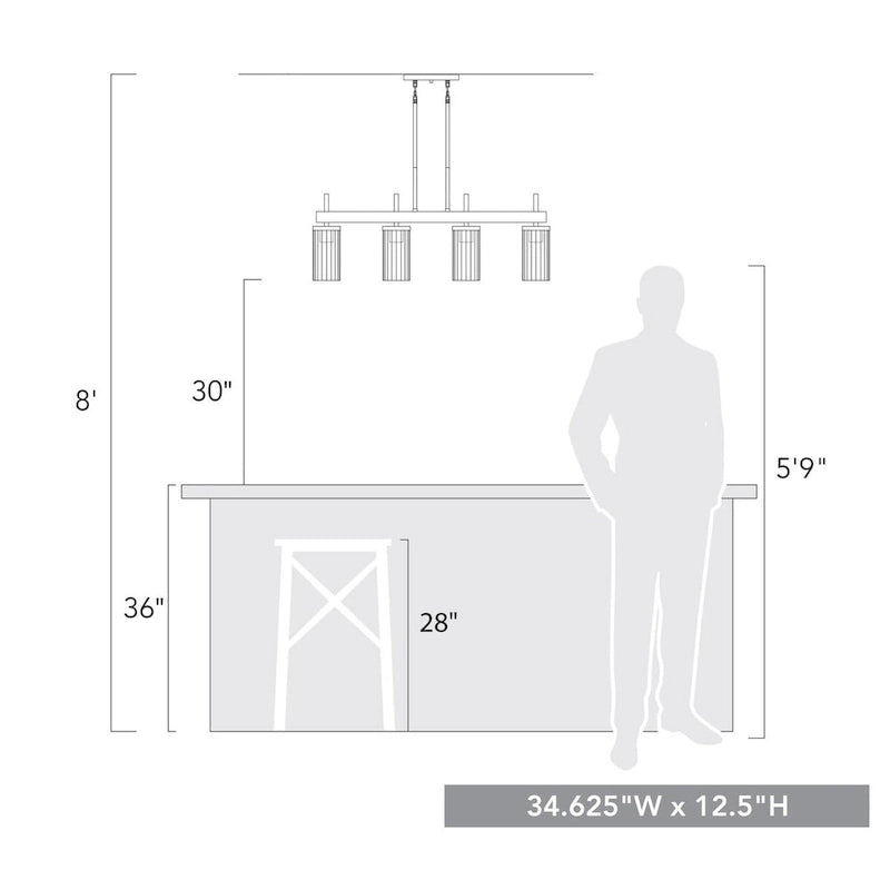 Copper Grove Luminaire suspendu linéaire à 4 lumières DeBruy