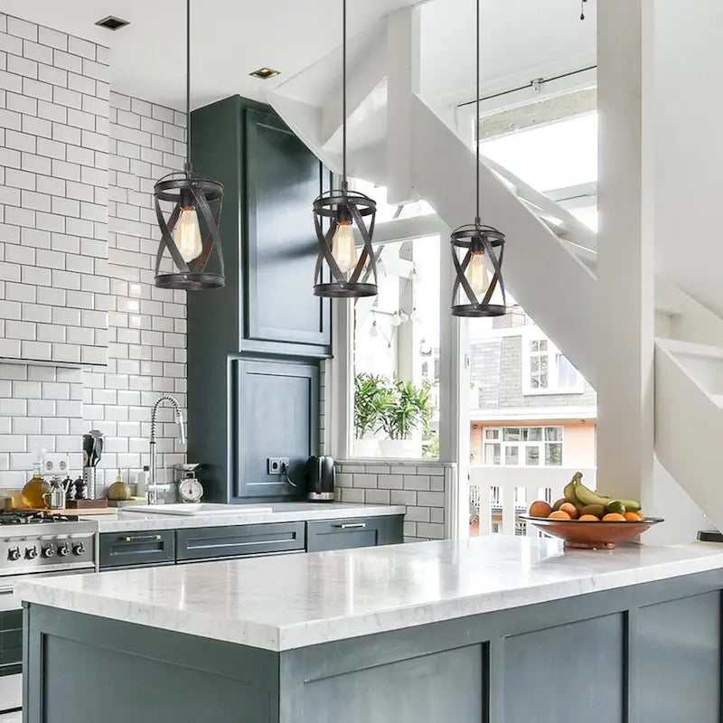 Deun Modern Industrial 1-Light Cylinder Pendant Light for Kitchen Island - D 6  x H 11 