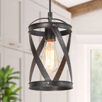 Suspension cylindrique moderne de style industriel Deun à une lumière pour îlot de cuisine - D 6 x H 11