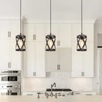 Suspension cylindrique moderne de style industriel Deun à une lumière pour îlot de cuisine - D 6 x H 11