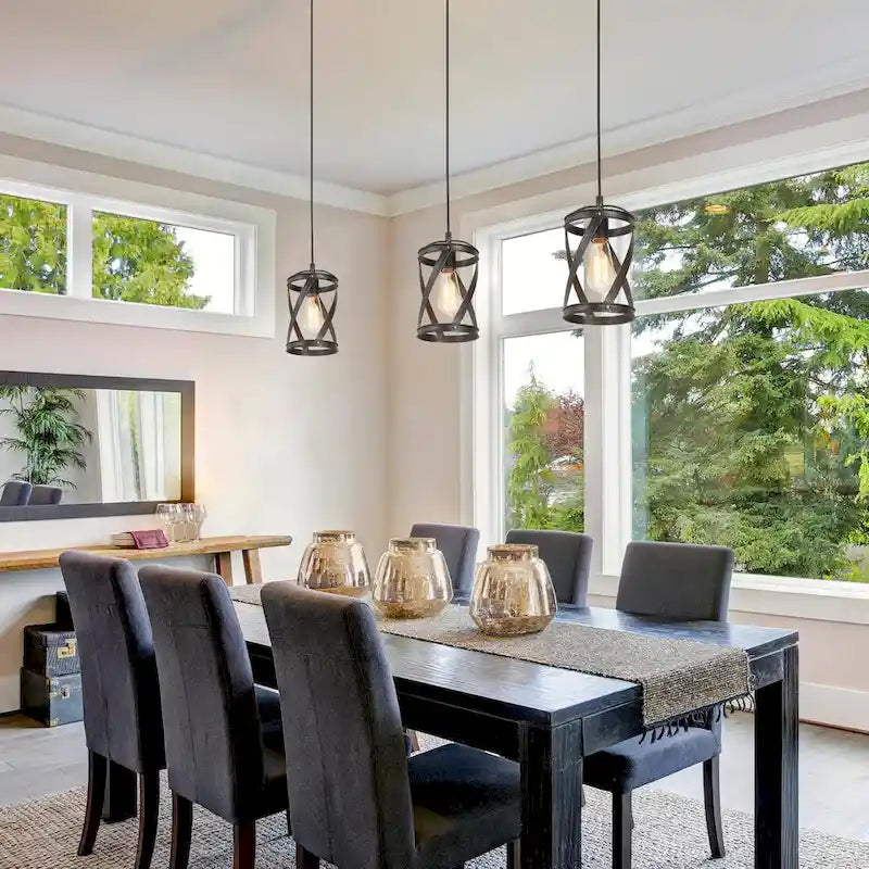 Suspension cylindrique moderne de style industriel Deun à une lumière pour îlot de cuisine - D 6 x H 11