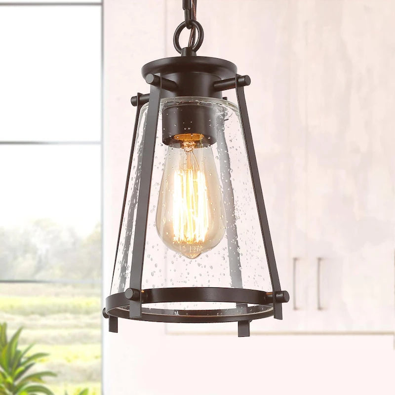 Suspension moderne en métal et verre à une lumière, réglable, pour îlot de cuisine ou salle à manger