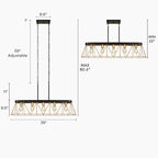 Modern Luxury 5-light Chandelier Black Gold Kitchen Island Light with Geometric Line Design for Dining Room