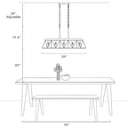 Lustre moderne de luxe à 5 lumières, noir et or, avec design géométrique pour îlot de cuisine ou salle à manger.
