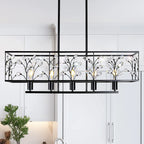 Lustre linéaire rectangulaire en cristal à 5 ​​lumières Starsky Farmhouse pour salle à manger, certifié UL