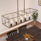 Lustre linéaire rectangulaire en cristal à 5 ​​lumières Starsky Farmhouse pour salle à manger, certifié UL