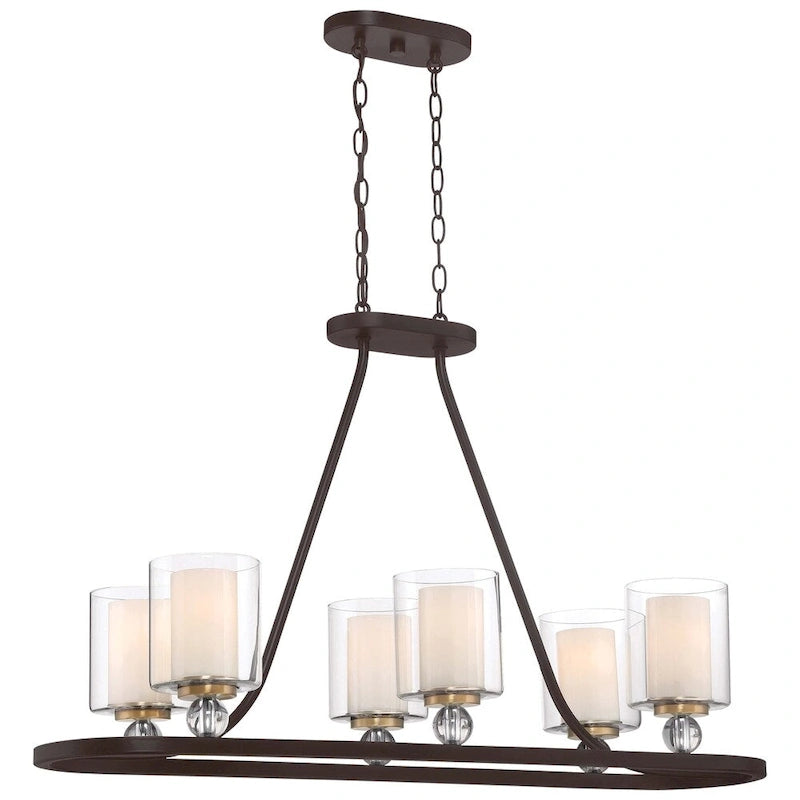 Lavery Studio 5 Painted Bronze & Clear Glass 5 Light Island