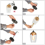 Suspension moderne et contemporaine à une lumière en verre martelé noir et or pour îlot de cuisine