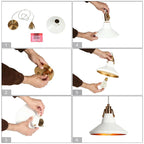 Suspension moderne et élégante à une lumière en métal blanc et or pour îlot de cuisine/salle à manger - Hauteur réglable - D8,7 x H7,1