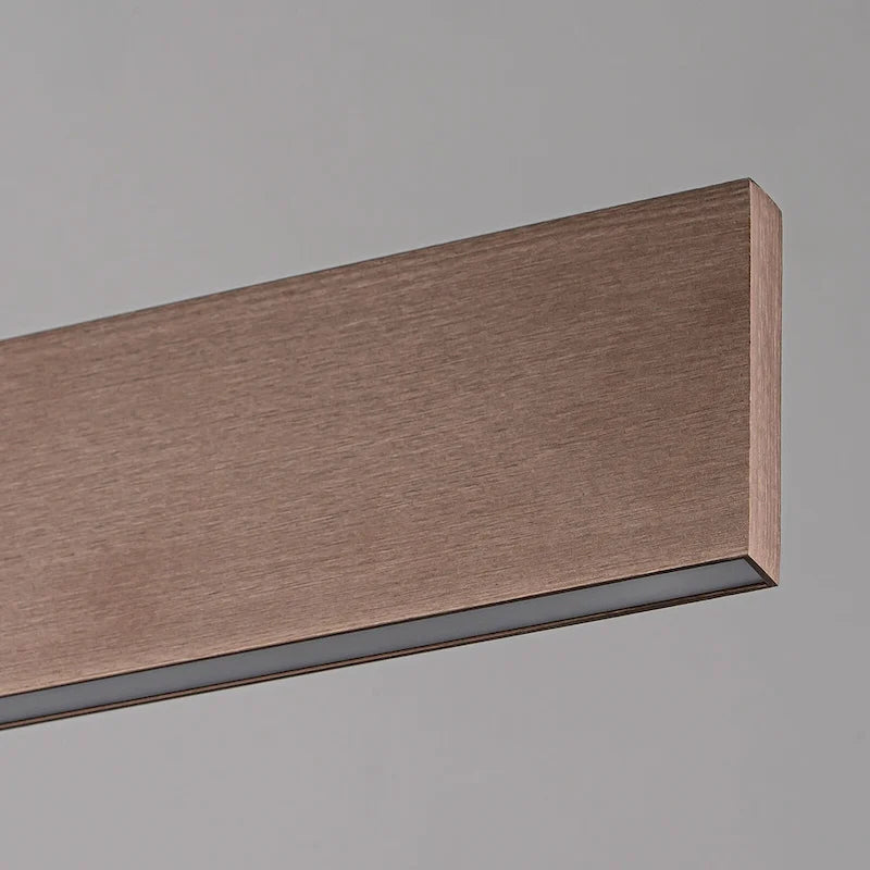 Suspension linéaire LED intégrée en bois de noyer rustique pour îlot de cuisine - L 47,2