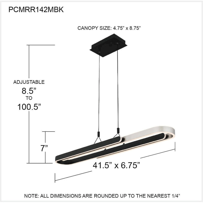 Éclairage d'îlot Mira à DEL intégrée noir mat