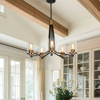 Modern Contemporary 5-Light Black Gold Wheel Chandelier Glass Pendant Light for Dining Room - D 25  x H 7.5 