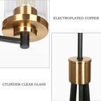 Lustre suspendu moderne et contemporain à 5 lumières, noir et or, en verre, pour salle à manger - D 25 x H 7,5