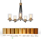 Lustre suspendu moderne et contemporain à 5 lumières, noir et or, en verre, pour salle à manger - D 25 x H 7,5