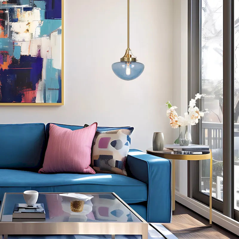 Suspension moderne en verre doré à une lumière pour îlot de cuisine ou salle à manger