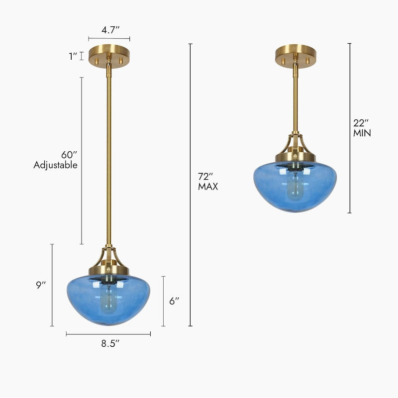 Suspension moderne en verre doré à une lumière pour îlot de cuisine ou salle à manger