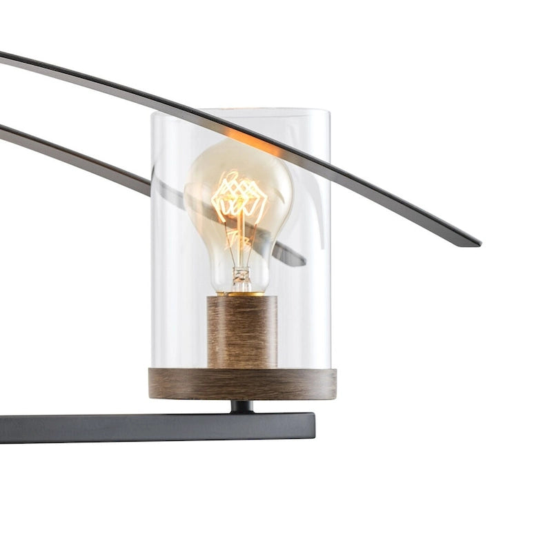 Lustre arqué à 5 lumières en verre à intensité variable et réglable pour îlot de cuisine - 52,7 cm P x 6,7 cm L x 80,6 cm H (réglable)