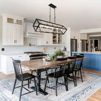 Lustre Torin moderne à 5 lumières, style géométrique, noir et or, globe en verre, suspension pour îlot de cuisine - 41,5 cm (L) x 12 cm (l) x 19,5 cm (H)