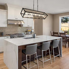 Lustre Torin moderne à 5 lumières, style géométrique, noir et or, globe en verre, suspension pour îlot de cuisine - 41,5 cm (L) x 12 cm (l) x 19,5 cm (H)