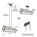 Lustre Torin moderne à 5 lumières, style géométrique, noir et or, globe en verre, suspension pour îlot de cuisine - 41,5 cm (L) x 12 cm (l) x 19,5 cm (H)