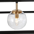 Lustre Torin moderne à 5 lumières, style géométrique, noir et or, globe en verre, suspension pour îlot de cuisine - 41,5 cm (L) x 12 cm (l) x 19,5 cm (H)