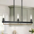 Modern Tradition 3-Light Chandelier Black Gold Kitchen Island Light Fixture with Clear Glass Shades for Dining Room - N/A