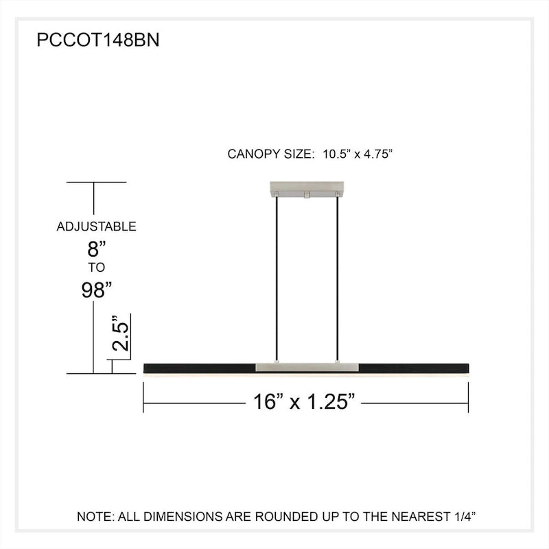 Éclairage îlot à DEL intégré Colter en nickel brossé